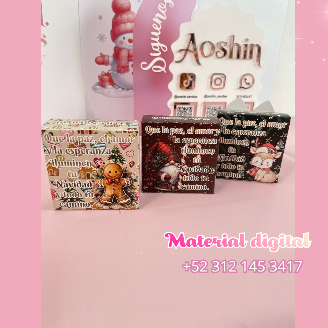 PLANTILLAS CAJAS NAVIDEÑAS MEDIANAS 8X8X3CM