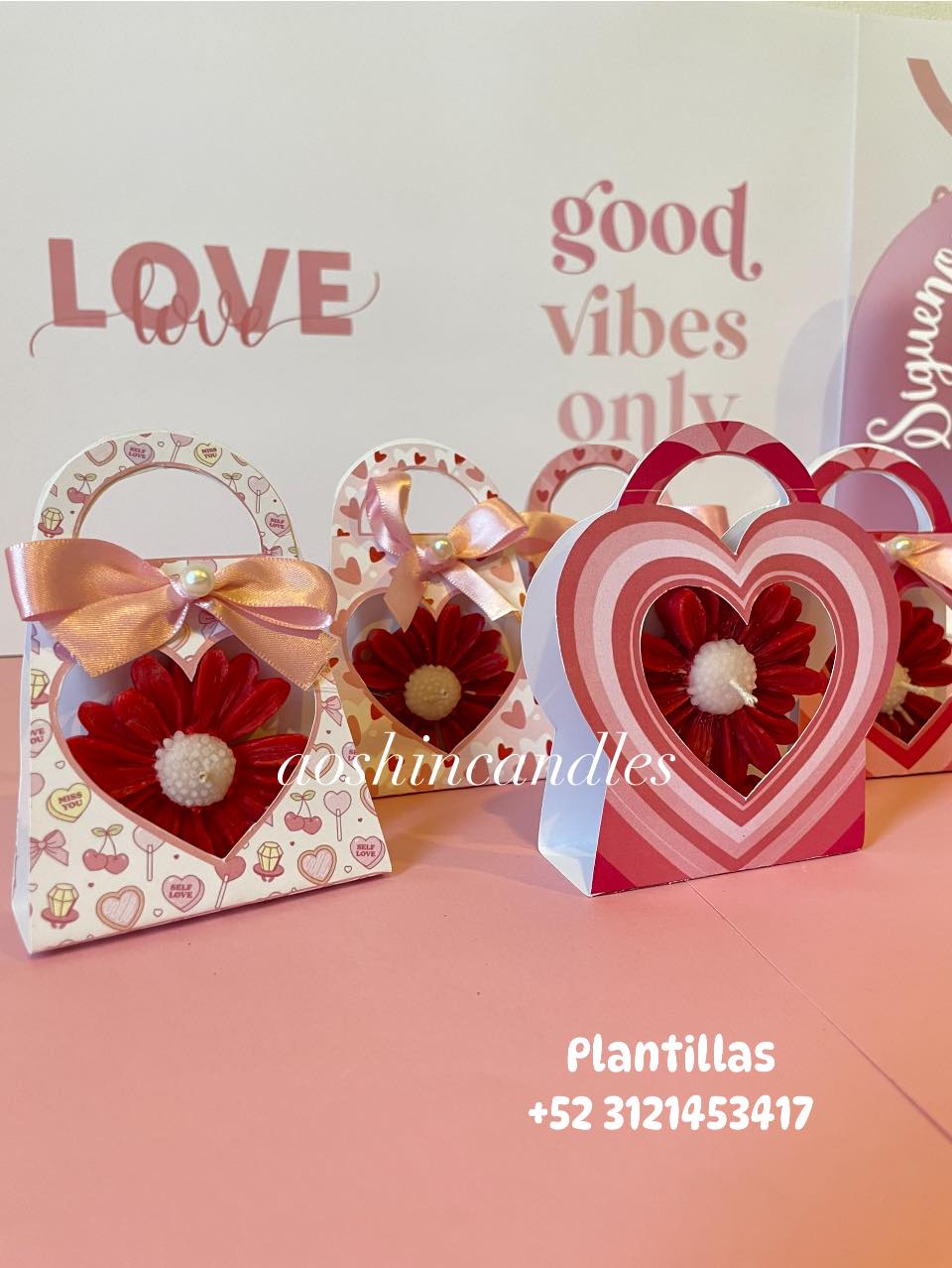 Plantillas Bolsitas San Valentin para velas