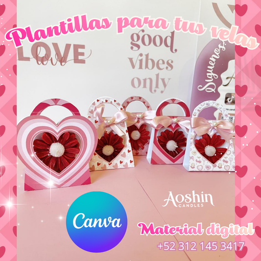 Plantillas Bolsitas San Valentin para velas